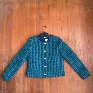 J Crew Blue Green Tweed Jacket
